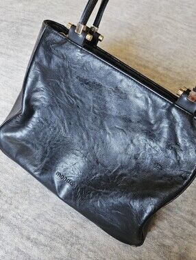 Mondani New York black faux leather shoulder handbag vintage